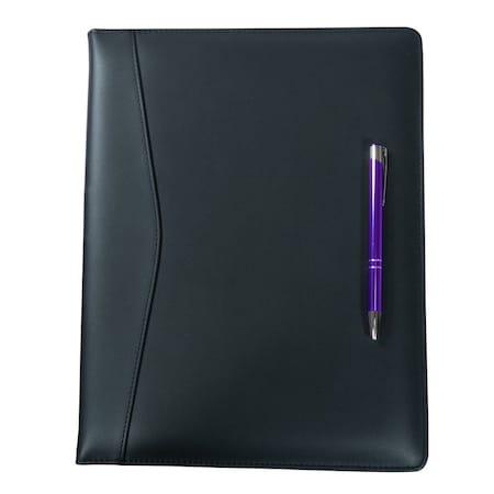 Dacasso Black Leather Deluxe Letter-Size Zip-Around Portfolio EI-1002